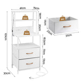 Darrahopens Furniture > Bedroom > Bedside Tables Artiss Bedside Table Tall Nightstand with Charging Station Drawers LED White