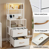 Darrahopens Furniture > Bedroom > Bedside Tables Artiss Bedside Table Tall Nightstand with Charging Station Drawers LED White