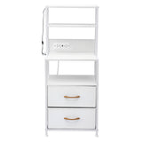 Darrahopens Furniture > Bedroom > Bedside Tables Artiss Bedside Table Tall Nightstand with Charging Station Drawers LED White