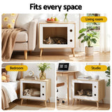Darrahopens Furniture > Bedroom > Bedside Tables Artiss Cat Nest Bedside Table Solid Wood 60cm