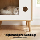 Darrahopens Furniture > Bedroom > Bedside Tables Artiss Cat Nest Bedside Table Solid Wood 60cm