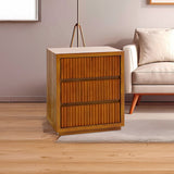 Darrahopens Furniture > Bedroom > Bedside Tables Bedside Table MDF Brown Colour Waveform Design Three Drawers