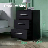 Darrahopens Furniture > Bedroom > Bedside Tables Black White Black Bedside Table with 3 Drawers, Modern Design, 38x35x66cm Storage Cabinet In Australia - Darrahopens
