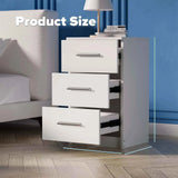 Darrahopens Furniture > Bedroom > Bedside Tables Black White Black Bedside Table with 3 Drawers, Modern Design, 38x35x66cm Storage Cabinet In Australia - Darrahopens