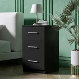 Darrahopens Furniture > Bedroom > Bedside Tables Black White Black Bedside Table with 3 Drawers, Modern Design, 38x35x66cm Storage Cabinet In Australia - Darrahopens