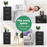 Darrahopens Furniture > Bedroom > Bedside Tables Black White Black Bedside Table with 3 Drawers, Modern Design, 38x35x66cm Storage Cabinet In Australia - Darrahopens
