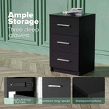 Darrahopens Furniture > Bedroom > Bedside Tables Black White Black Bedside Table with 3 Drawers, Modern Design, 38x35x66cm Storage Cabinet In Australia - Darrahopens