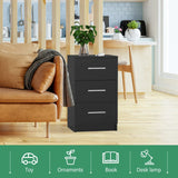 Darrahopens Furniture > Bedroom > Bedside Tables Black White Black Bedside Table with 3 Drawers, Modern Design, 38x35x66cm Storage Cabinet In Australia - Darrahopens