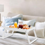 Darrahopens Furniture > Bedroom > Bedside Tables Folding table - Multifunctional folding table for home - Folding bamboo bedside table - Can be used as a dining table, TV table, laptop table, snack table, sofa table or work table - White