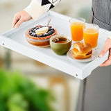 Darrahopens Furniture > Bedroom > Bedside Tables Folding table - Multifunctional folding table for home - Folding bamboo bedside table - Can be used as a dining table, TV table, laptop table, snack table, sofa table or work table - White