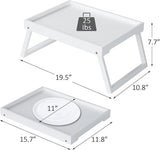 Darrahopens Furniture > Bedroom > Bedside Tables Folding table - Multifunctional folding table for home - Folding bamboo bedside table - Can be used as a dining table, TV table, laptop table, snack table, sofa table or work table - White