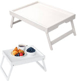 Darrahopens Furniture > Bedroom > Bedside Tables Folding table - Multifunctional folding table for home - Folding bamboo bedside table - Can be used as a dining table, TV table, laptop table, snack table, sofa table or work table - White
