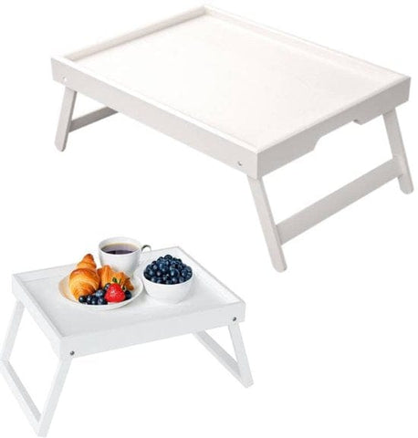 Darrahopens Furniture > Bedroom > Bedside Tables Folding table - Multifunctional folding table for home - Folding bamboo bedside table - Can be used as a dining table, TV table, laptop table, snack table, sofa table or work table - White