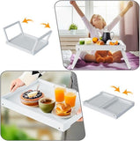 Darrahopens Furniture > Bedroom > Bedside Tables Folding table - Multifunctional folding table for home - Folding bamboo bedside table - Can be used as a dining table, TV table, laptop table, snack table, sofa table or work table - White