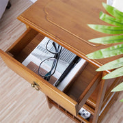 Darrahopens Furniture > Bedroom > Bedside Tables P&P Bamboo Bedside Table Nightstand Smooth Storage Side End Table with Drawers for Small Spaces