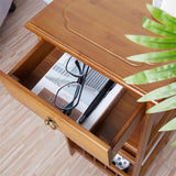 Darrahopens Furniture > Bedroom > Bedside Tables P&P Bamboo Bedside Table Nightstand Smooth Storage Side End Table with Drawers for Small Spaces