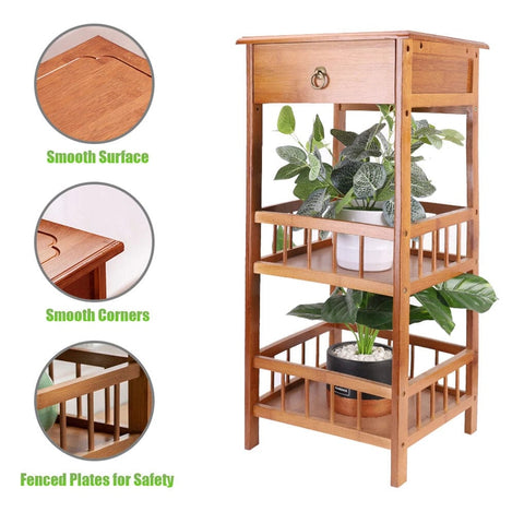 Darrahopens Furniture > Bedroom > Bedside Tables P&P Bamboo Bedside Table Nightstand Smooth Storage Side End Table with Drawers for Small Spaces