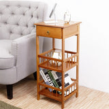 Darrahopens Furniture > Bedroom > Bedside Tables P&P Bamboo Bedside Table Nightstand Smooth Storage Side End Table with Drawers for Small Spaces