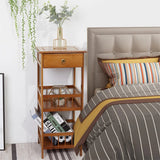 Darrahopens Furniture > Bedroom > Bedside Tables P&P Bamboo Bedside Table Nightstand Smooth Storage Side End Table with Drawers for Small Spaces