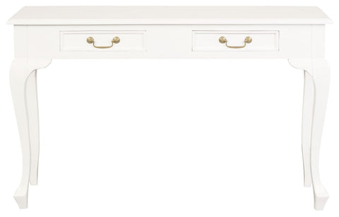 Darrahopens Furniture > Bedroom > Bedside Tables Queen Ann 2 Drawer Sofa Table (White)