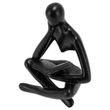 Darrahopens Furniture > Bedroom > Bedside Tables Thinker Reading Statue Resin Sitting Figure Abstract Art Ornament for Living Room Cabinet Decoration Black In Australia - Darrahopens