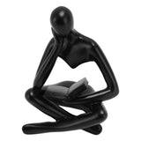 Darrahopens Furniture > Bedroom > Bedside Tables Thinker Reading Statue Resin Sitting Figure Abstract Art Ornament for Living Room Cabinet Decoration Black In Australia - Darrahopens