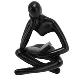 Darrahopens Furniture > Bedroom > Bedside Tables Thinker Reading Statue Resin Sitting Figure Abstract Art Ornament for Living Room Cabinet Decoration Black In Australia - Darrahopens
