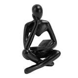 Darrahopens Furniture > Bedroom > Bedside Tables Thinker Reading Statue Resin Sitting Figure Abstract Art Ornament for Living Room Cabinet Decoration Black In Australia - Darrahopens