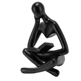 Darrahopens Furniture > Bedroom > Bedside Tables Thinker Reading Statue Resin Sitting Figure Abstract Art Ornament for Living Room Cabinet Decoration Black In Australia - Darrahopens