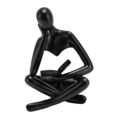Darrahopens Furniture > Bedroom > Bedside Tables Thinker Reading Statue Resin Sitting Figure Abstract Art Ornament for Living Room Cabinet Decoration Black In Australia - Darrahopens
