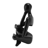 Darrahopens Furniture > Bedroom > Bedside Tables Thinker Reading Statue Resin Sitting Figure Abstract Art Ornament for Living Room Cabinet Decoration Black In Australia - Darrahopens