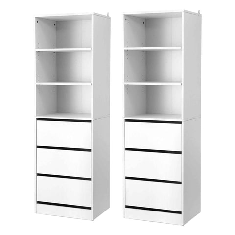 Darrahopens Furniture > Bedroom > Dressers Artiss 2x Chest of 3 Drawers Tallboy Cabinet White