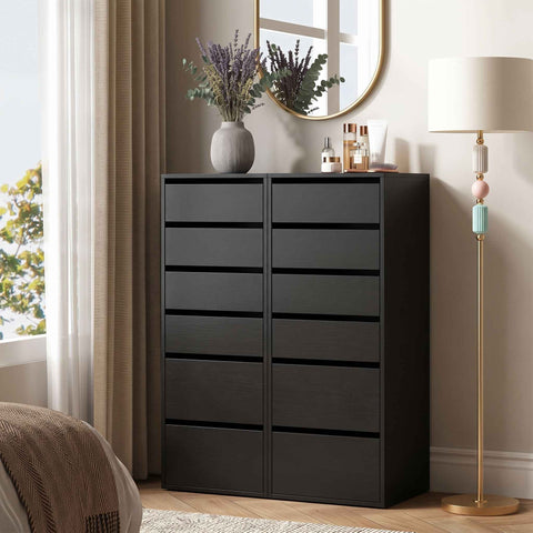 Darrahopens Furniture > Bedroom > Dressers Artiss 2x Chest of 6 Drawers Dresser Tallboy Black In Australia - Darrahopens