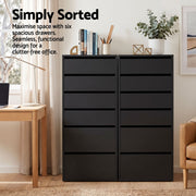 Darrahopens Furniture > Bedroom > Dressers Artiss 2x Chest of 6 Drawers Dresser Tallboy Black In Australia - Darrahopens