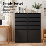Darrahopens Furniture > Bedroom > Dressers Artiss 2x Chest of 6 Drawers Dresser Tallboy Black In Australia - Darrahopens