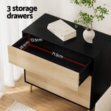 Darrahopens Furniture > Bedroom > Dressers Artiss 3 Chest of Drawers Dresser Table Black&Pine