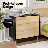 Darrahopens Furniture > Bedroom > Dressers Artiss 3 Chest of Drawers Dresser Table Black&Pine