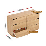 Darrahopens Furniture > Bedroom > Dressers Artiss 6 Chest of Drawers Dresser Table Pine