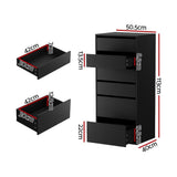 Darrahopens Furniture > Bedroom > Dressers Artiss 6 Chest of Drawers Dresser Tallboy Black