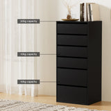 Darrahopens Furniture > Bedroom > Dressers Artiss 6 Chest of Drawers Dresser Tallboy Black