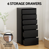 Darrahopens Furniture > Bedroom > Dressers Artiss 6 Chest of Drawers Dresser Tallboy Black