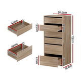 Darrahopens Furniture > Bedroom > Dressers Artiss 6 Chest of Drawers Dresser Tallboy Pine