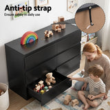 Darrahopens Furniture > Bedroom > Dressers Artiss 6 Chest of Drawers Lowboy Black