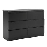 Darrahopens Furniture > Bedroom > Dressers Artiss 6 Chest of Drawers Lowboy Black