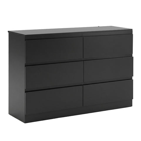 Darrahopens Furniture > Bedroom > Dressers Artiss 6 Chest of Drawers Lowboy Black