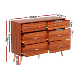 Darrahopens Furniture > Bedroom > Dressers Artiss 6 Chest of Drawers Storage Cabinet Walnut
