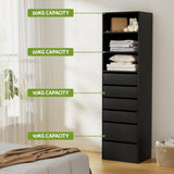 Darrahopens Furniture > Bedroom > Dressers Artiss 6 Chest of Drawers Tallboy Cabinet Black