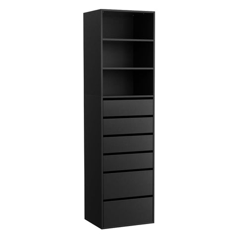 Darrahopens Furniture > Bedroom > Dressers Artiss 6 Chest of Drawers Tallboy Cabinet Black