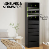 Darrahopens Furniture > Bedroom > Dressers Artiss 6 Chest of Drawers Tallboy Cabinet Black