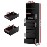 Darrahopens Furniture > Bedroom > Dressers Artiss 6 Chest of Drawers Tallboy Cabinet Black